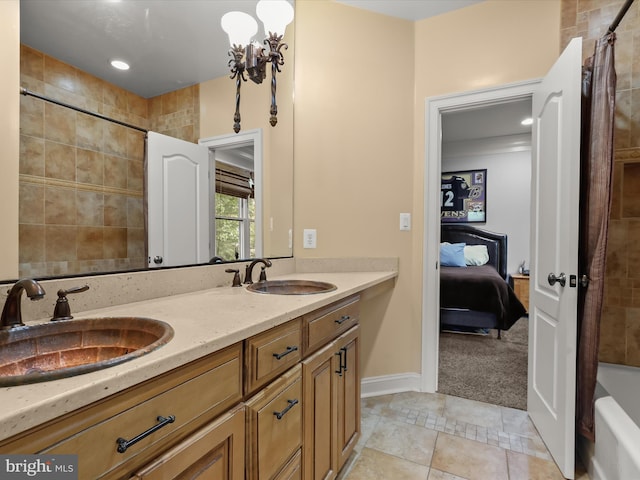 6 Jarretts Ct, Reisterstown, MD 21136 - bathroom with double vanity, connected bathroom, and shower / tub combo with curtain