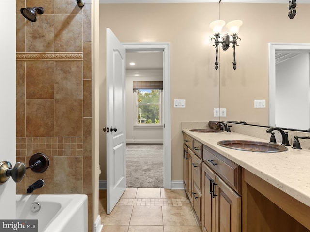 6 Jarretts Ct, Reisterstown, MD 21136 - full bath with double vanity, tile patterned flooring, and  shower combination