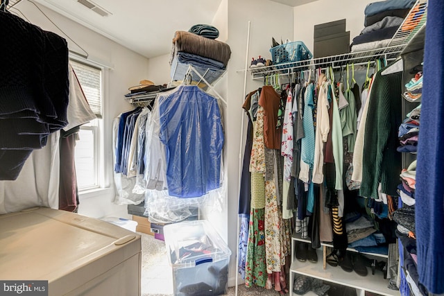 spacious closet with visible vents