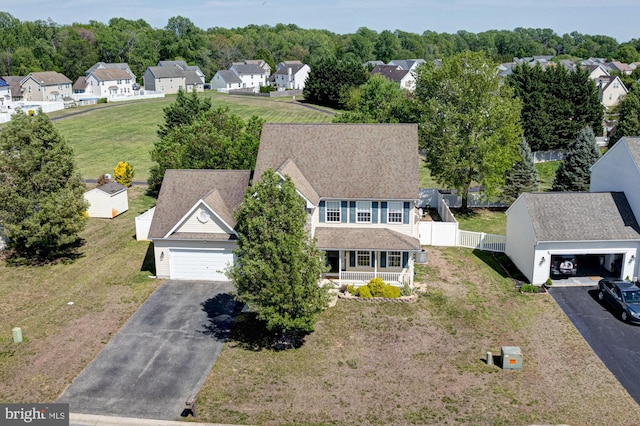 aerial view featuring a residential view