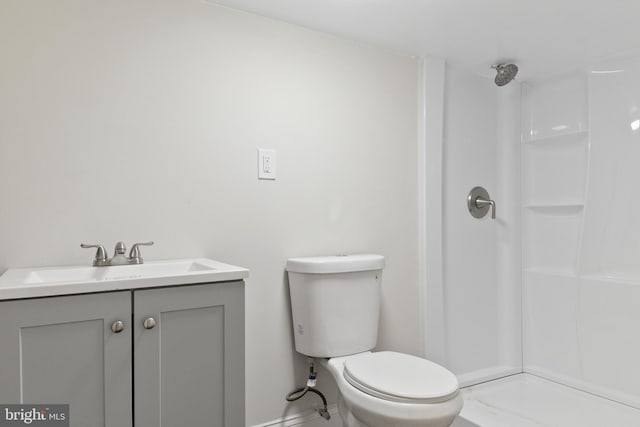 4018 Pennington Ave, Baltimore City, MD 21226 - bathroom with toilet, baseboards, walk in shower, and vanity