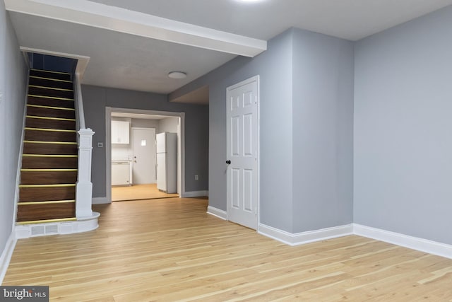 4018 Pennington Ave, Baltimore City, MD 21226 - interior space featuring visible vents, stairs, baseboards, and light wood-type flooring