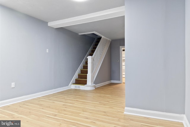 4018 Pennington Ave, Baltimore City, MD 21226 - interior space featuring baseboards, stairs, and light wood-style flooring
