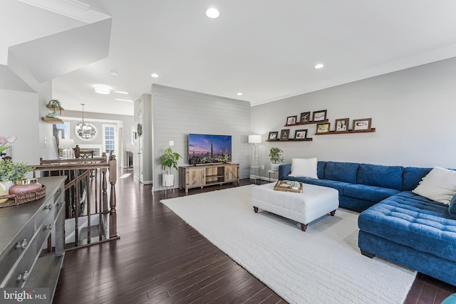 1524 Kinnaird Ter NE, Leesburg, VA 20176 - living room with recessed lighting and dark wood-style flooring