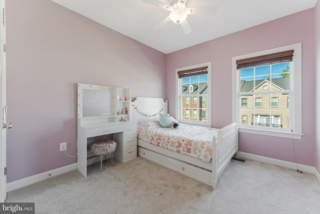1524 Kinnaird Ter NE, Leesburg, VA 20176 - bedroom featuring baseboards, light carpet, and a ceiling fan