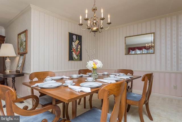5983 Labs Run Ln, Penn Laird, VA 22846 - dining room featuring an inviting chandelier, crown molding, and a wainscoted wall