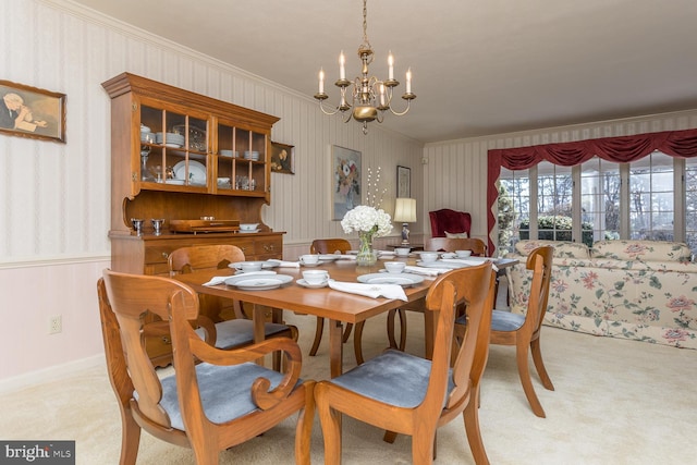 5983 Labs Run Ln, Penn Laird, VA 22846 - dining space with an inviting chandelier, ornamental molding, and light colored carpet