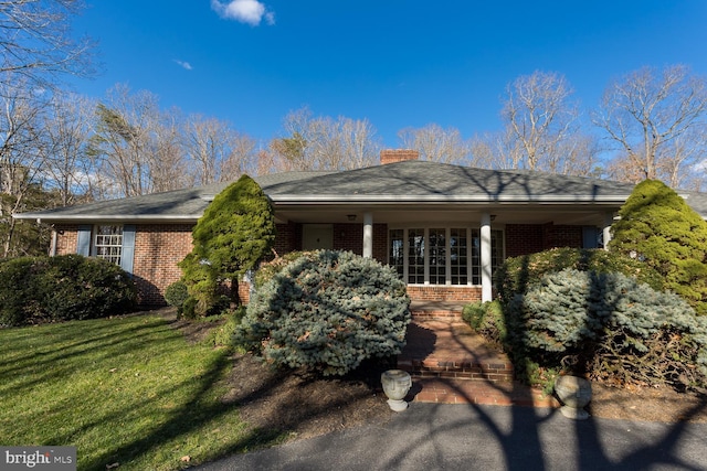 5983 Labs Run Ln, Penn Laird, VA 22846 - exterior space featuring a yard, brick siding, and a chimney