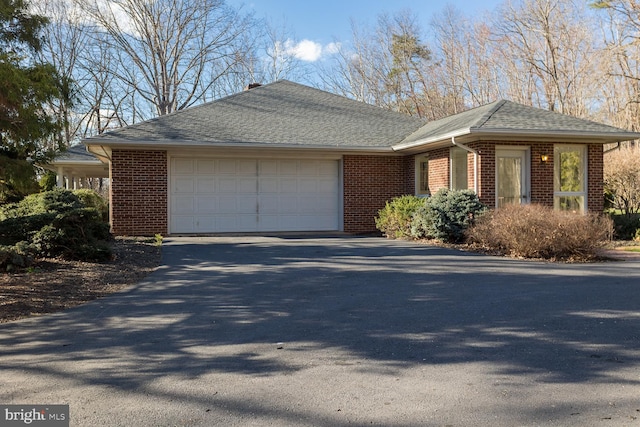 5983 Labs Run Ln, Penn Laird, VA 22846 - single story home with a chimney, a garage, brick siding, aphalt driveway, and a shingled roof