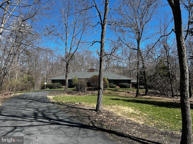 5983 Labs Run Ln, Penn Laird, VA 22846 - view of front of house with a chimney, a front yard, and aphalt driveway