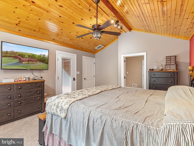 1996 Buck Mountain Rd, Bentonville, VA 22610 - bedroom with wood ceiling, carpet flooring, and ceiling fan