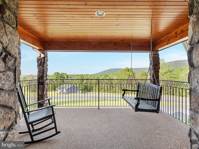 1996 Buck Mountain Rd, Bentonville, VA 22610 - view of patio / terrace featuring a balcony and a mountain view