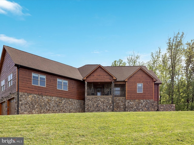 1996 Buck Mountain Rd, Bentonville, VA 22610 - view of front of property with a front lawn, stone siding, and a shingled roof