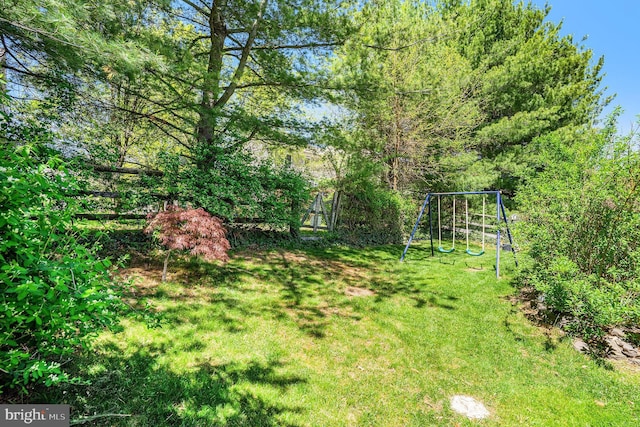 view of yard with a playground