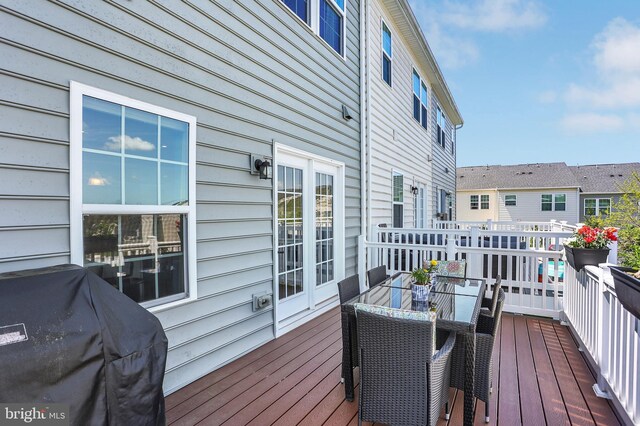 deck featuring area for grilling