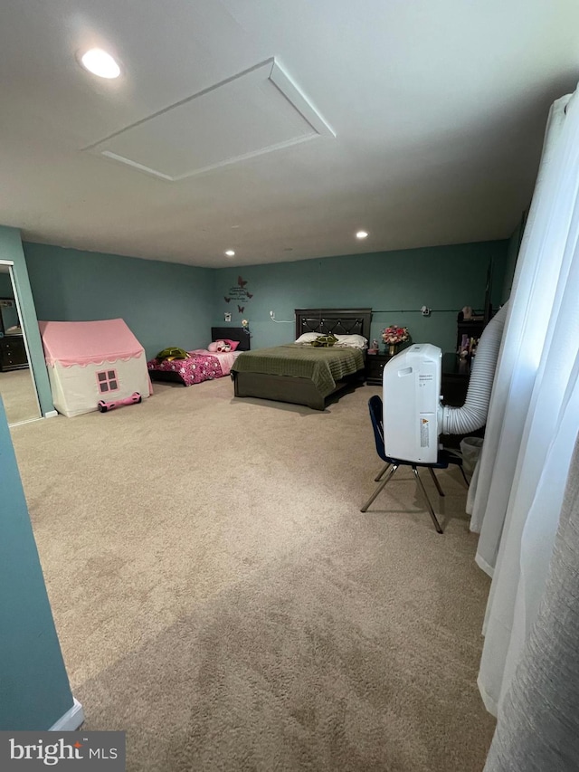 8807 Doug Dr, Nokesville, VA 20181 - carpeted bedroom featuring attic access and recessed lighting