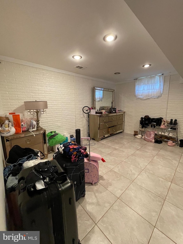 8807 Doug Dr, Nokesville, VA 20181 - interior space featuring visible vents, ornamental molding, and light tile patterned floors