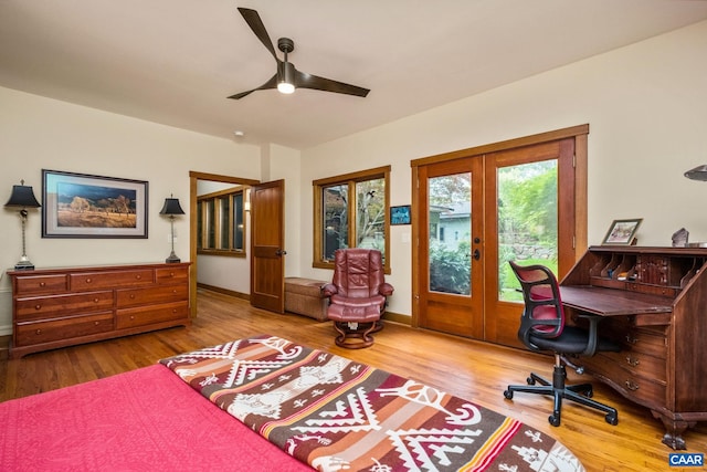 4547 Taylor Creek Rd, Afton, VA 22920 - bedroom featuring wood finished floors, french doors, access to outside, and baseboards