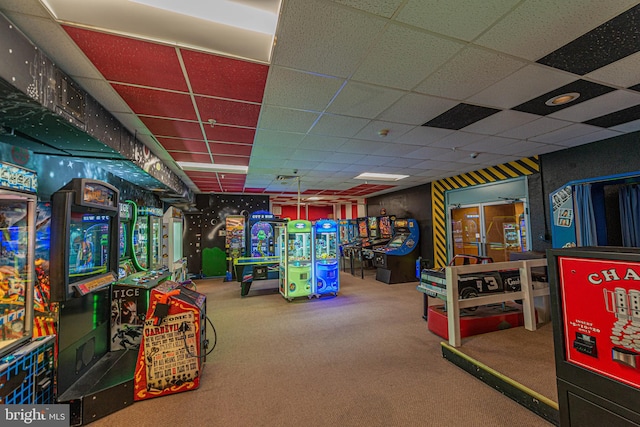 11500 Coastal Hwy Unit 418, Ocean City, MD 21842 - game room featuring carpet floors and a paneled ceiling