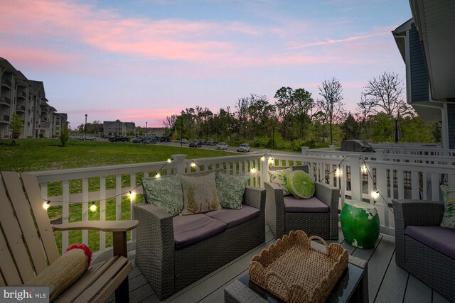 view of wooden balcony with a wooden deck
