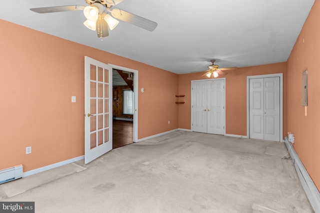 112 Everturn Ln, Levittown, PA 19054 - interior space featuring french doors, baseboards, electric panel, and a ceiling fan