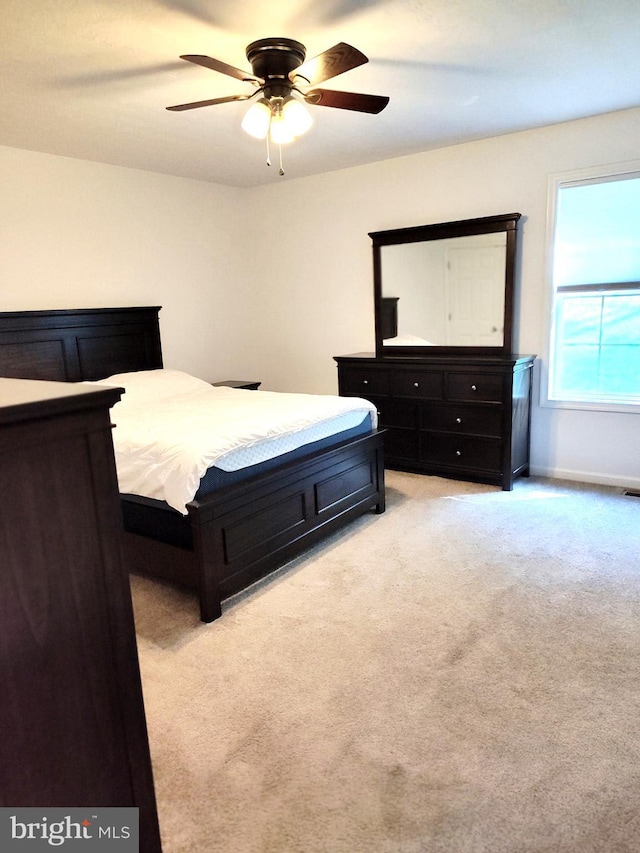 1048 Mill Rd, Woodstock, VA 22664 - bedroom with baseboards, a ceiling fan, and light carpet