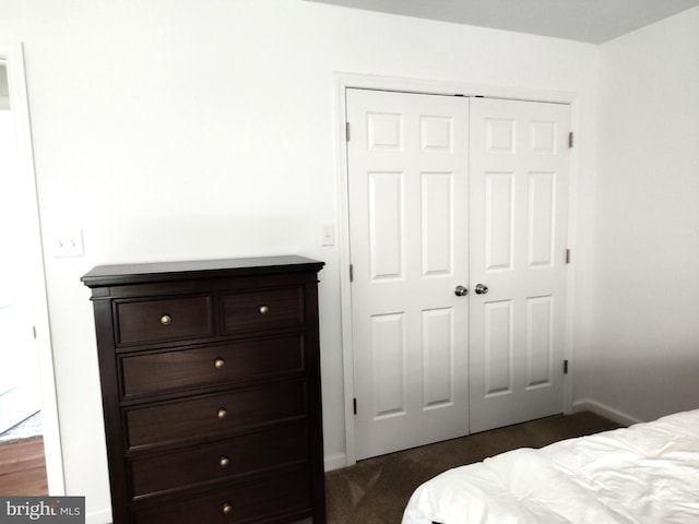 1048 Mill Rd, Woodstock, VA 22664 - bedroom featuring a closet, baseboards, and dark colored carpet