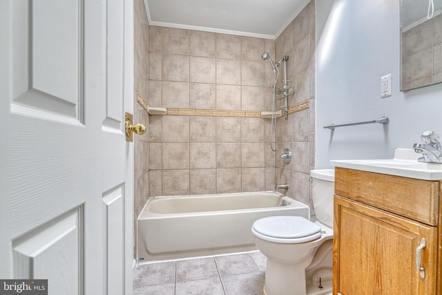 918 Imperial, Halethorpe, MD 21227 - full bath with toilet, tile patterned floors, vanity, shower / bath combination, and crown molding