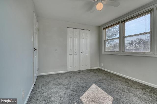 918 Imperial, Halethorpe, MD 21227 - unfurnished bedroom with carpet, baseboards, a closet, and a ceiling fan