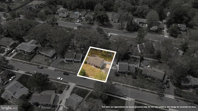 bird's eye view with a residential view