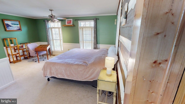 21165 State Road 55, Wardensville, WV 26851 - carpeted bedroom featuring a wainscoted wall and ornamental molding