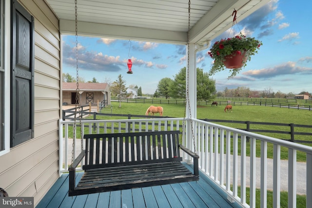 18 Boyds Hollow Rd, Biglerville, PA 17307 - wooden terrace featuring a view of countryside and an exterior structure