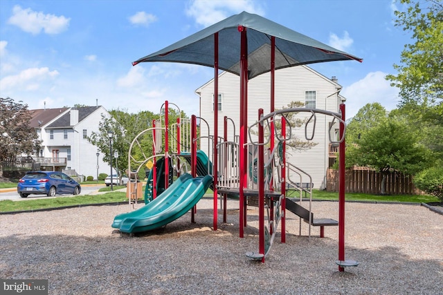 community play area featuring fence