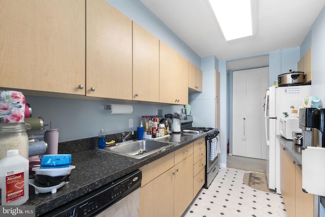 3600 Conshohocken Ave Unit 1810, Philadelphia, PA 19131 - kitchen with a sink, appliances with stainless steel finishes, light brown cabinetry, and light floors