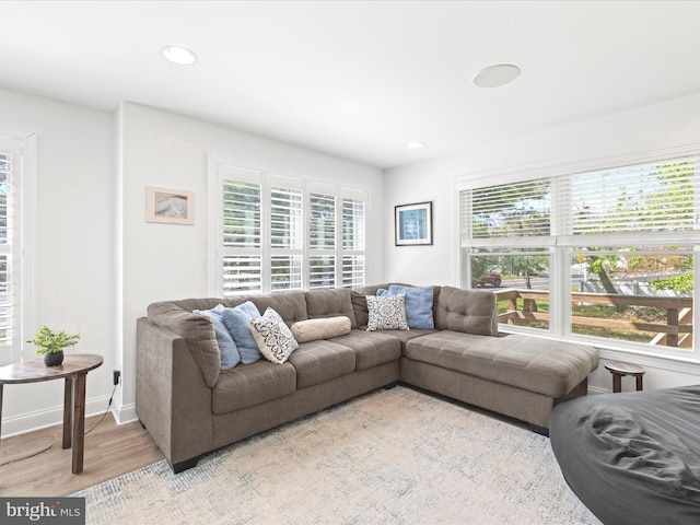 327 Oakwood St, Bethany Beach, DE 19930 - living area featuring plenty of natural light, light wood-style floors, recessed lighting, and baseboards