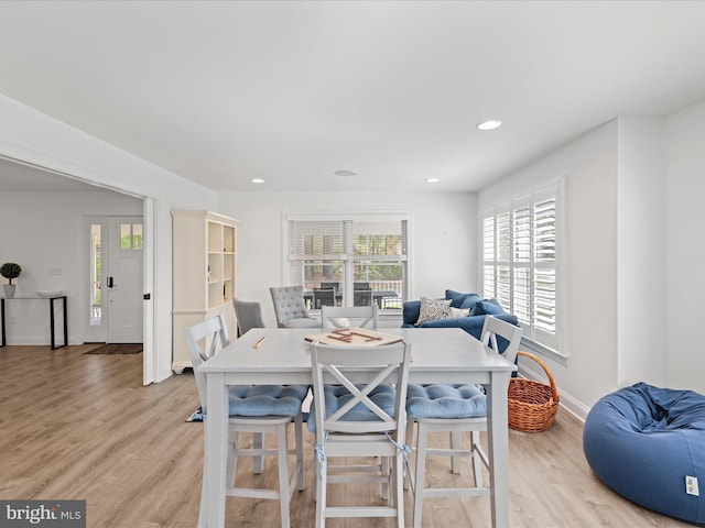 327 Oakwood St, Bethany Beach, DE 19930 - dining area with light wood-style flooring, baseboards, and recessed lighting