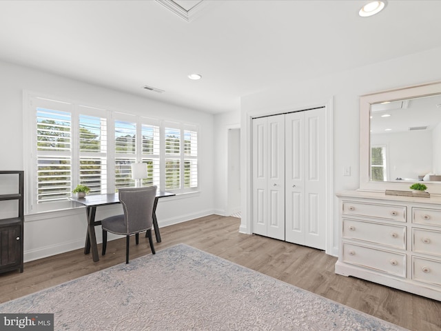 327 Oakwood St, Bethany Beach, DE 19930 - home office with wood finished floors, baseboards, and recessed lighting
