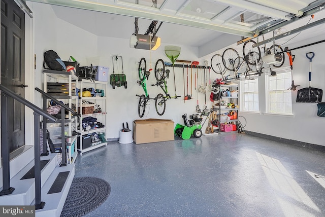 garage with a garage door opener