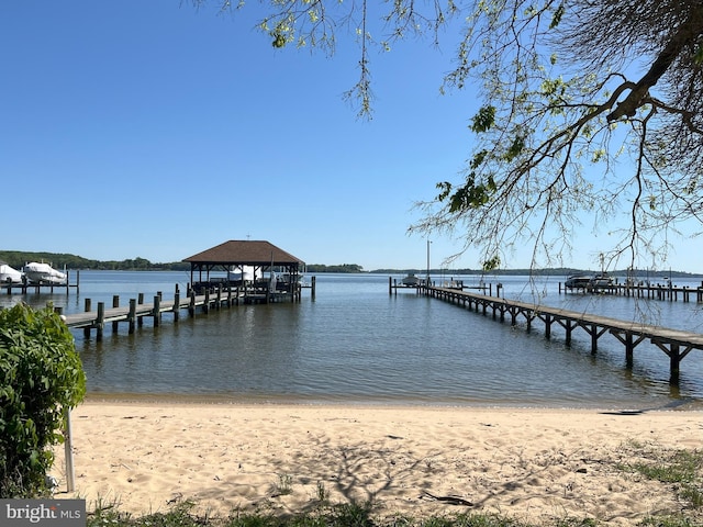 view of dock featuring a water view