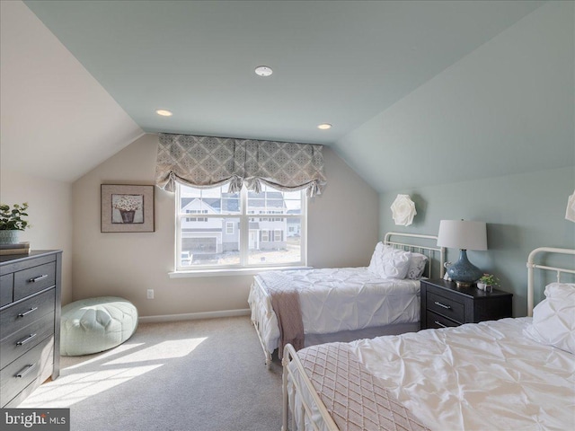 190 Petrelia Dr, Honey Brook, PA 19344 - bedroom featuring baseboards, recessed lighting, carpet floors, and vaulted ceiling