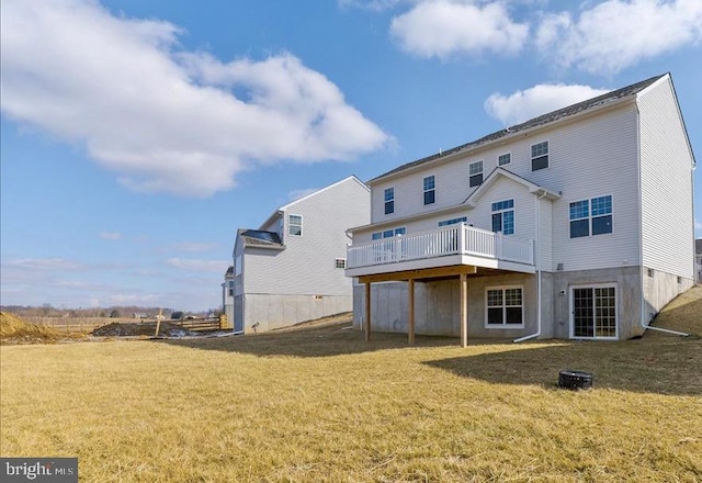 190 Petrelia Dr, Honey Brook, PA 19344 - rear view of house featuring a lawn and a wooden deck