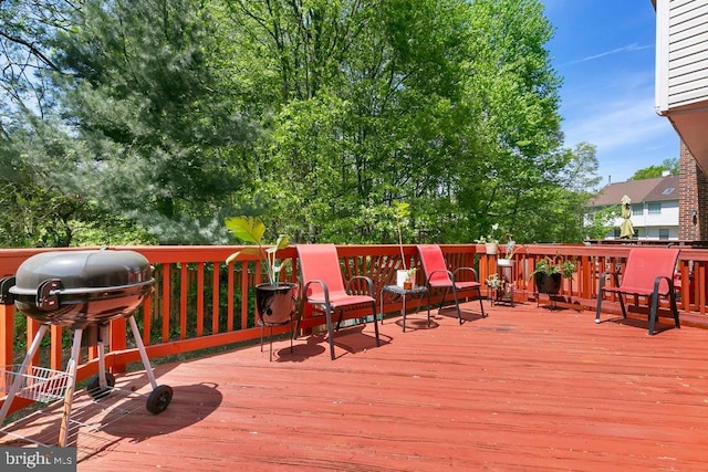 deck with a grill