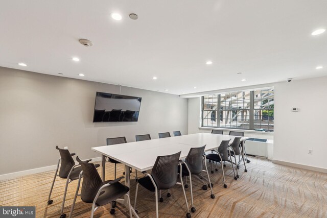 219 S 18th St Unit 1422, Philadelphia, PA 19103 - dining room featuring recessed lighting, light carpet, and baseboards