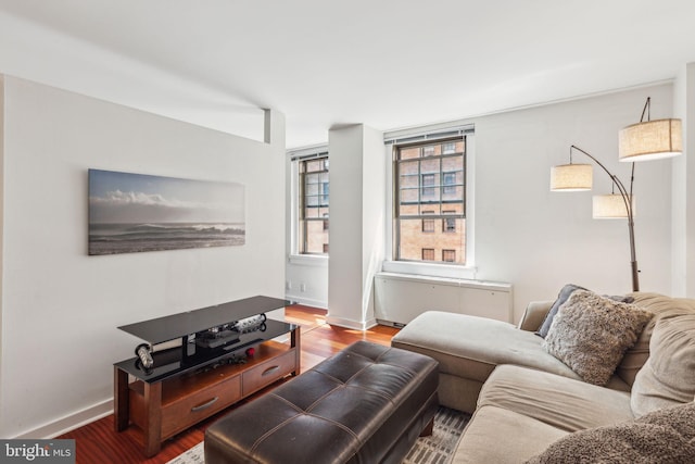 219 S 18th St Unit 1422, Philadelphia, PA 19103 - living room featuring wood finished floors and baseboards