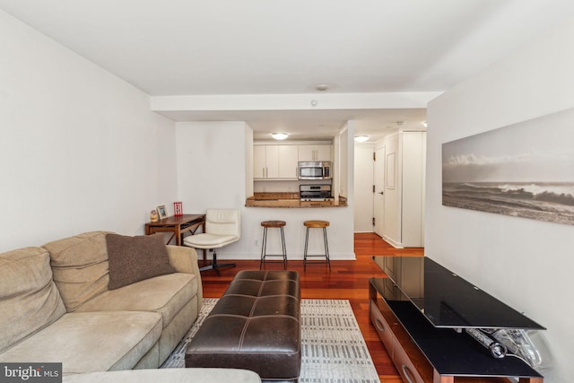219 S 18th St Unit 1422, Philadelphia, PA 19103 - living area featuring dark wood-style flooring