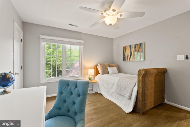9100 Wood Spice Ln, Lorton, VA 22079 - bedroom featuring ceiling fan, baseboards, visible vents, and wood finished floors