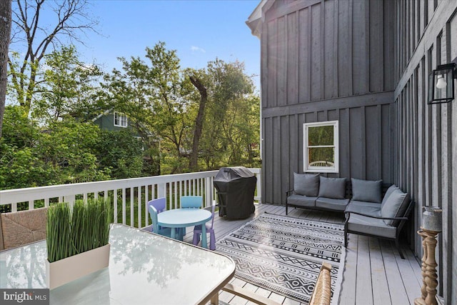 26101 Frederick Rd, Clarksburg, MD 20871 - wooden terrace with grilling area and an outdoor living space