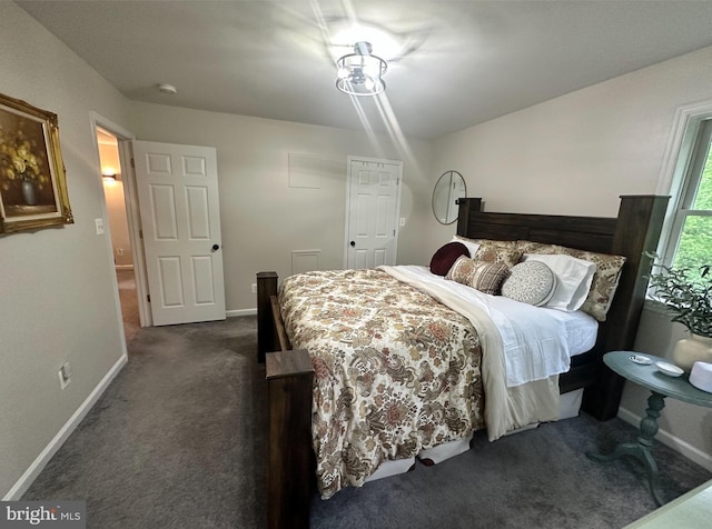 26101 Frederick Rd, Clarksburg, MD 20871 - bedroom featuring baseboards and dark carpet