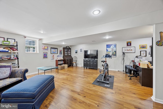 11 Weaver Dr, Evesham, NJ 08053 - exercise room featuring light wood finished floors, baseboards, and recessed lighting