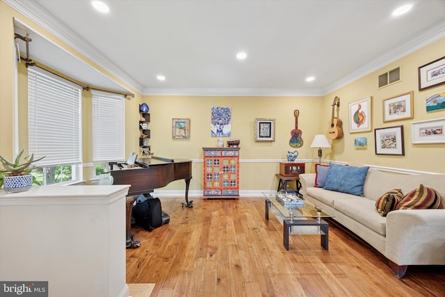 11 Weaver Dr, Evesham, NJ 08053 - living area with ornamental molding, light wood-style flooring, recessed lighting, and baseboards